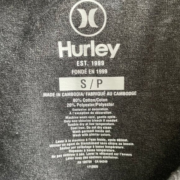 Hurley LS Crew Nk Activewear Cotton Poly Pullover Shirt Charcoal Grey Sz S NWT - Picture 9 of 11